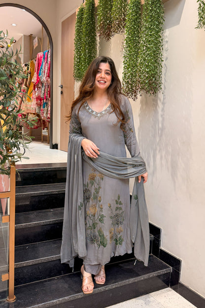 Avyara Floral Hand Painted Suit Set