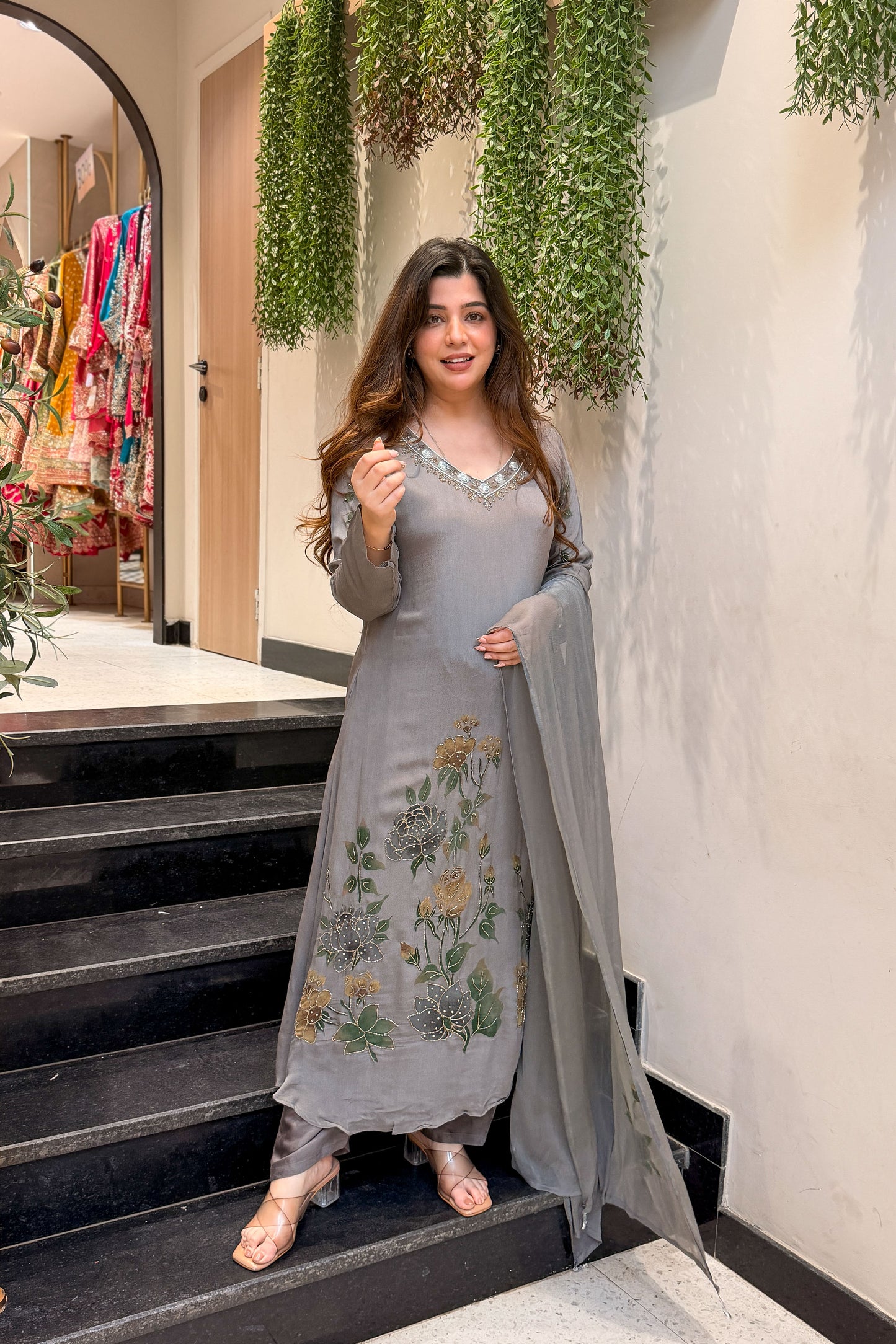 Avyara Floral Hand Painted Suit Set