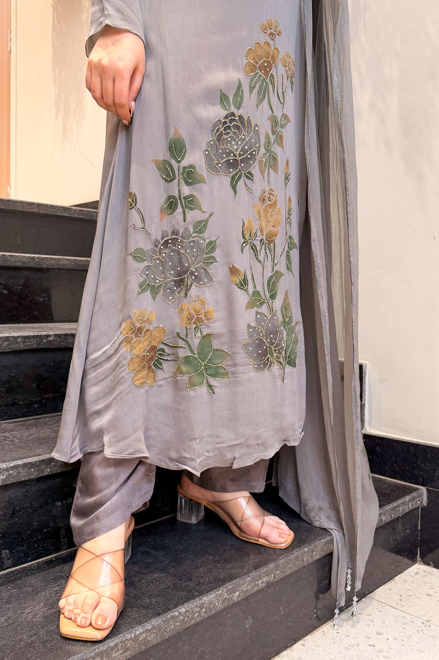 Avyara Floral Hand Painted Suit Set