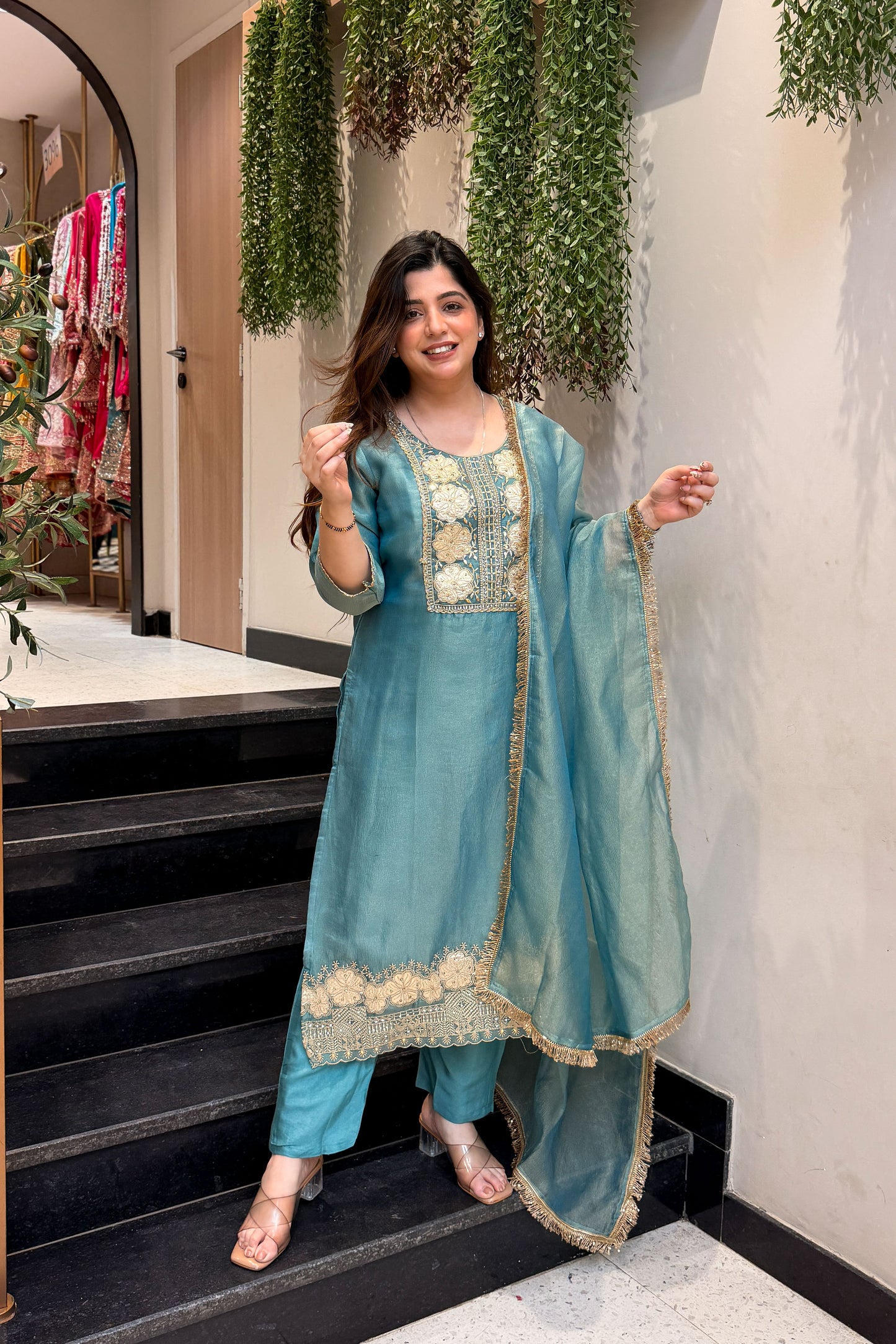 Zimal Embroidered Suit Set