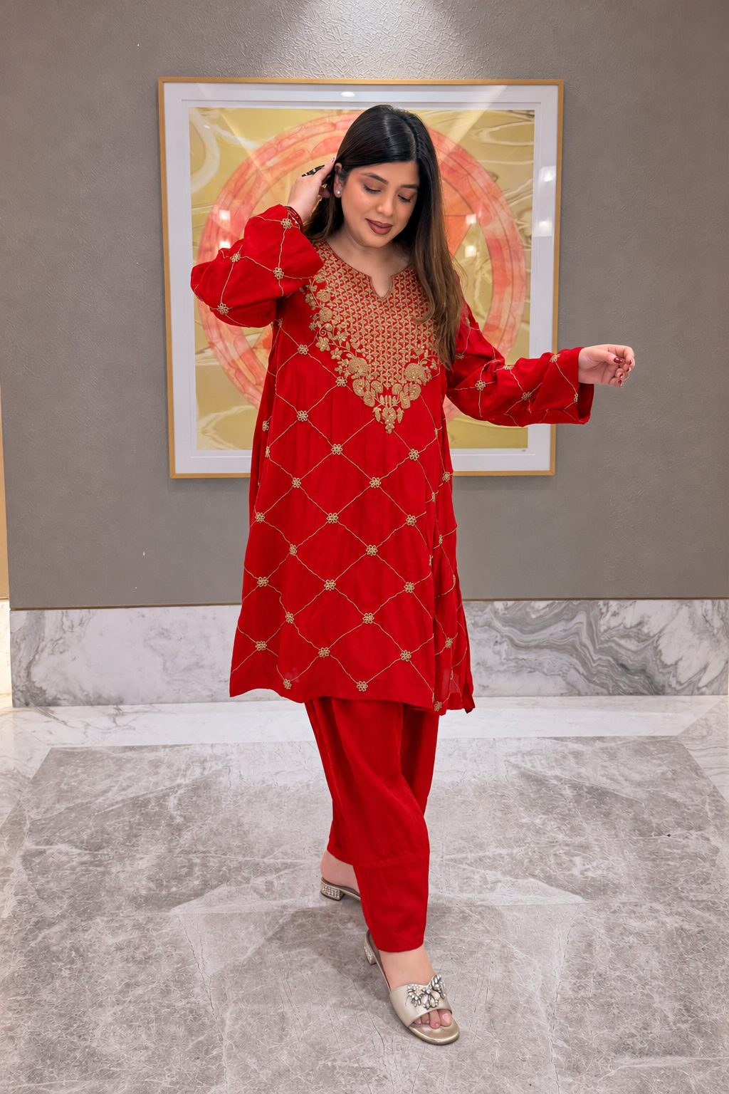 Humna Hand Embroidered Co ord Set