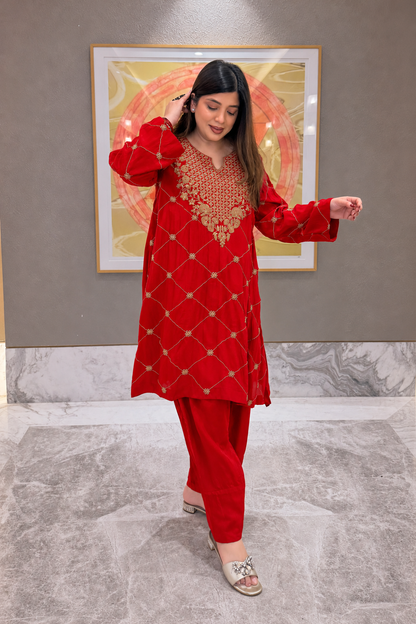 Humna Hand Embroidered Co ord Set