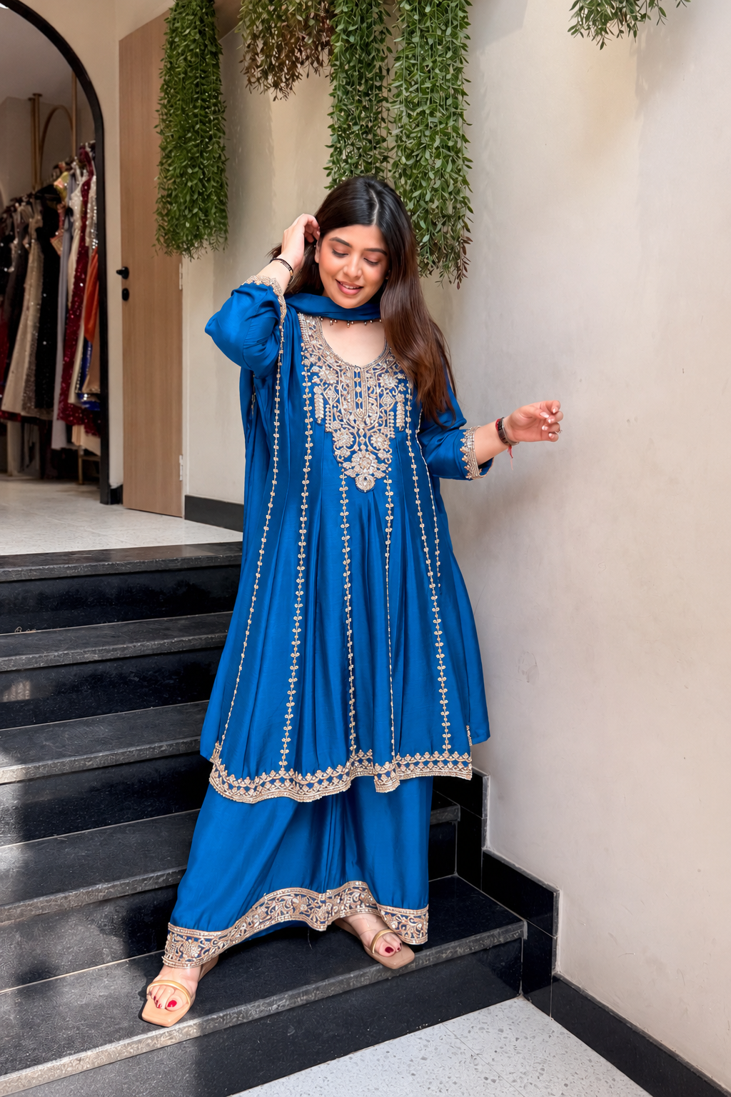 Vidhani Beads Embroidered Anarkali Suit Set