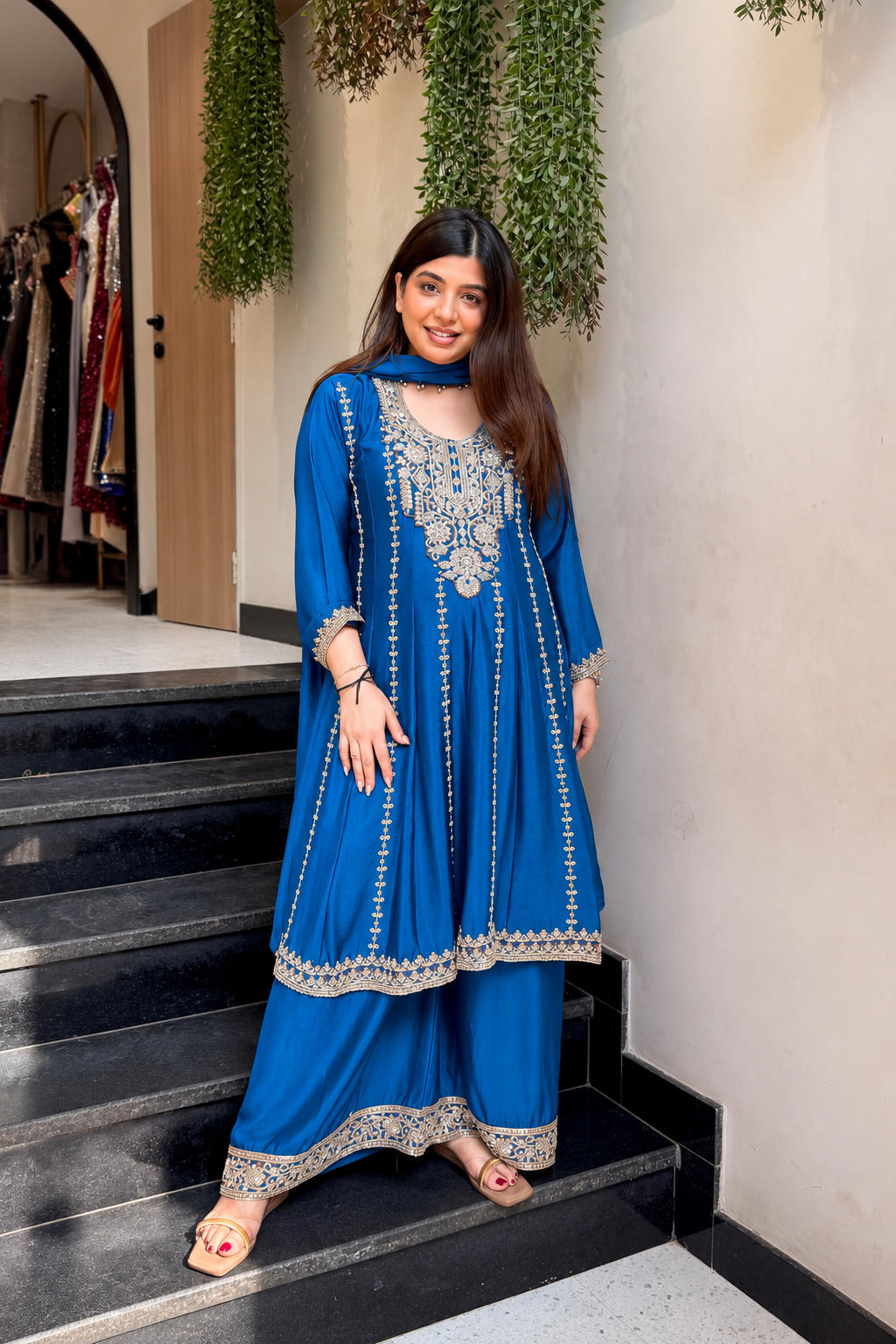 Vidhani Beads Embroidered Anarkali Suit Set
