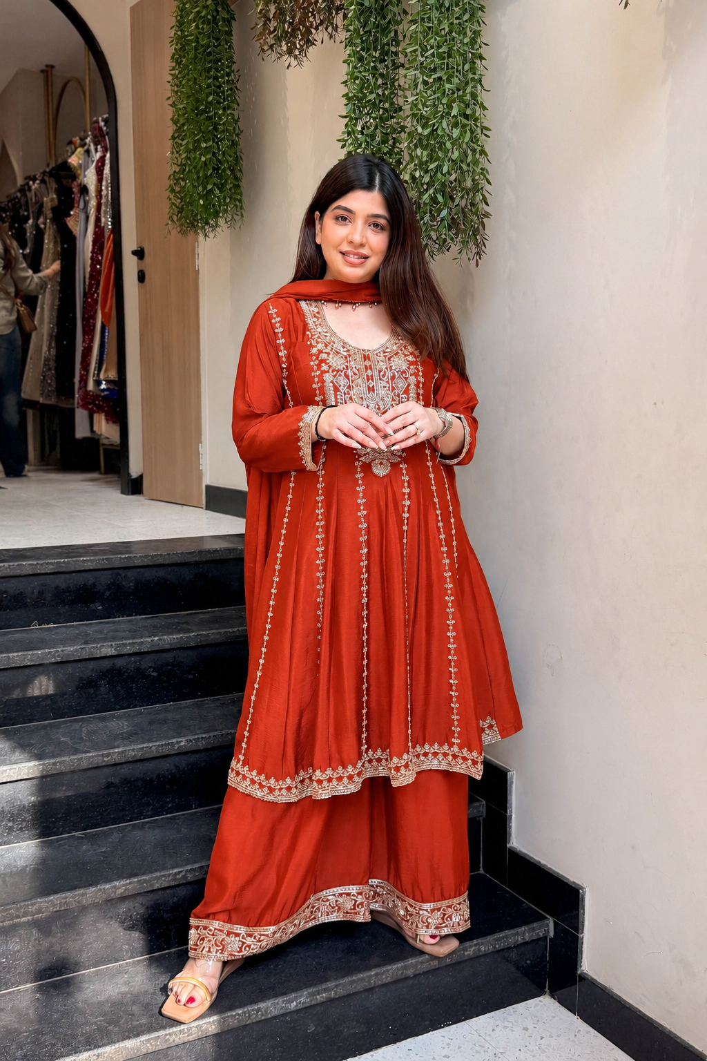 Vidhani Beads Embroidered Anarkali Suit Set