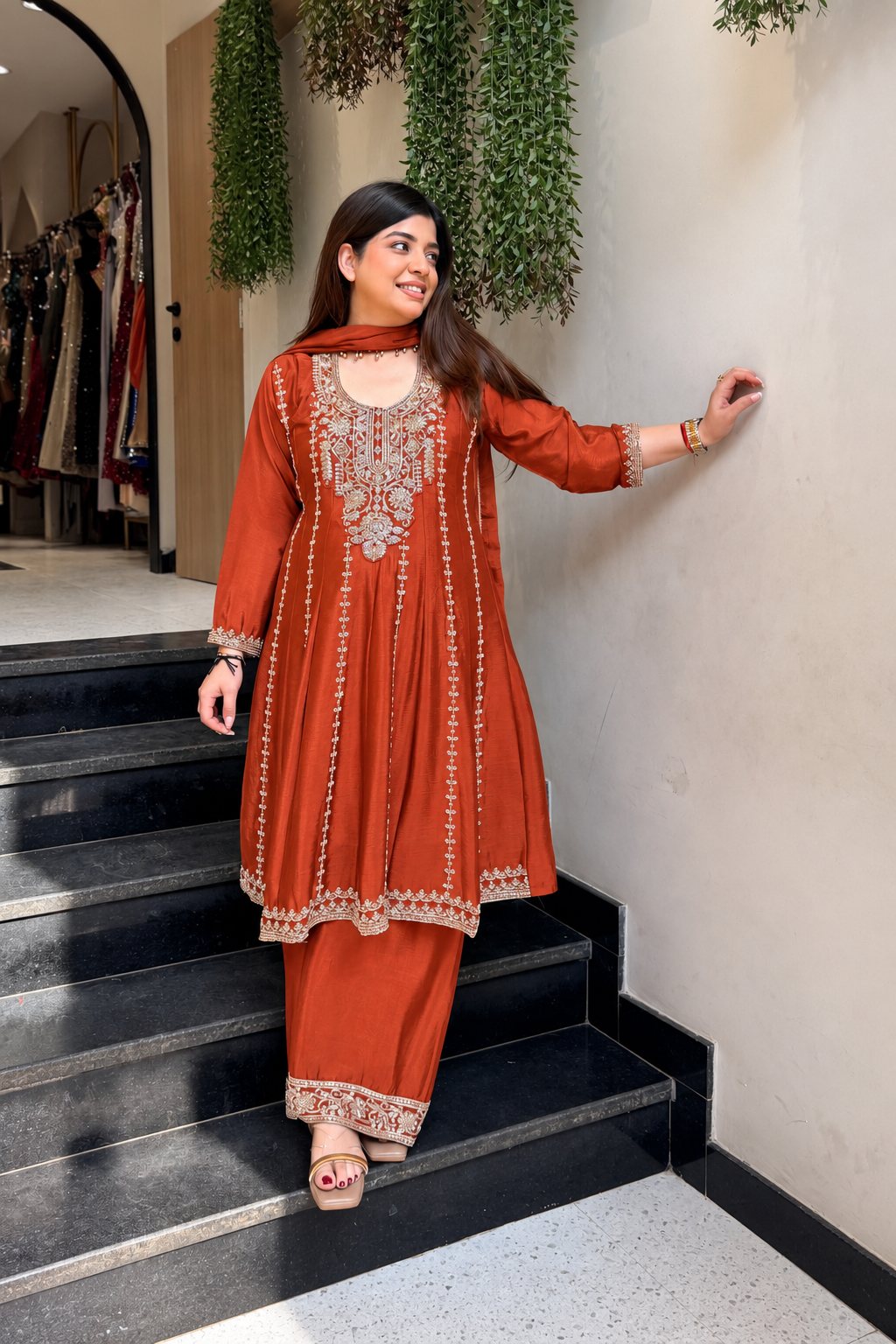 Vidhani Beads Embroidered Anarkali Suit Set