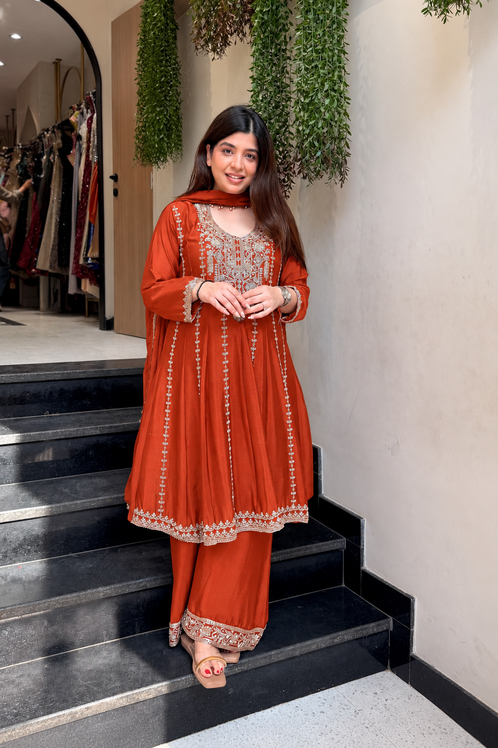 Vidhani Beads Embroidered Anarkali Suit Set