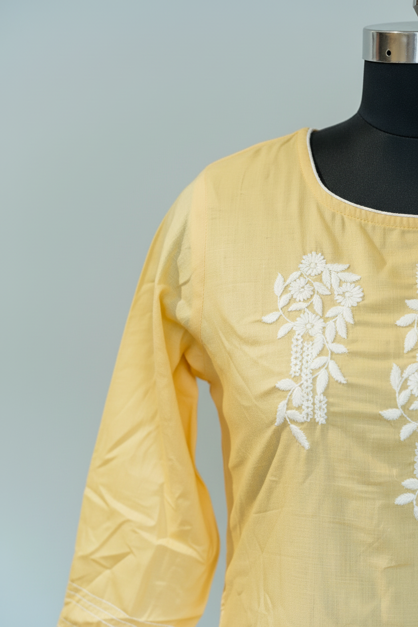 Yellow Straight Kurti
