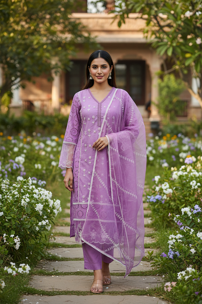 Mahika Schiffli Work Suit Set