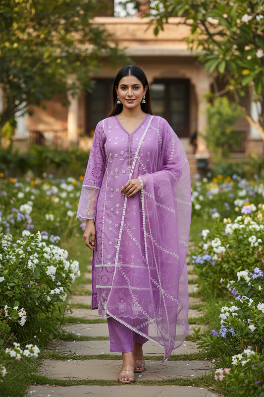 Mahika Schiffli Work Suit Set