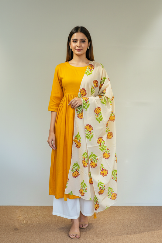 Reva Yellow Anarkali Suit Set