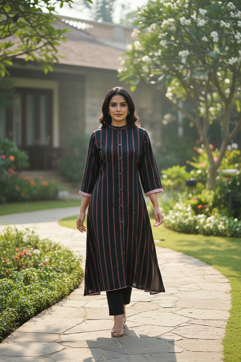 Black Striped Kurta