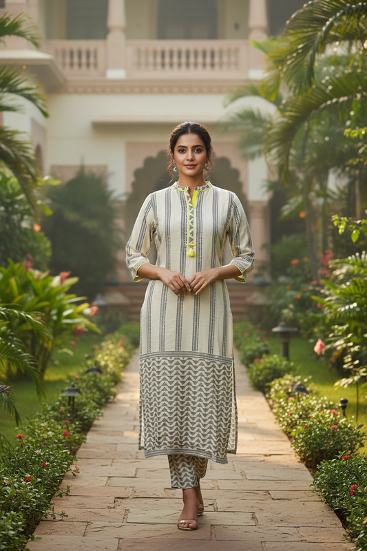 Striped Printed Kurta