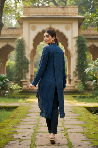 Blue Long Shirt Dress