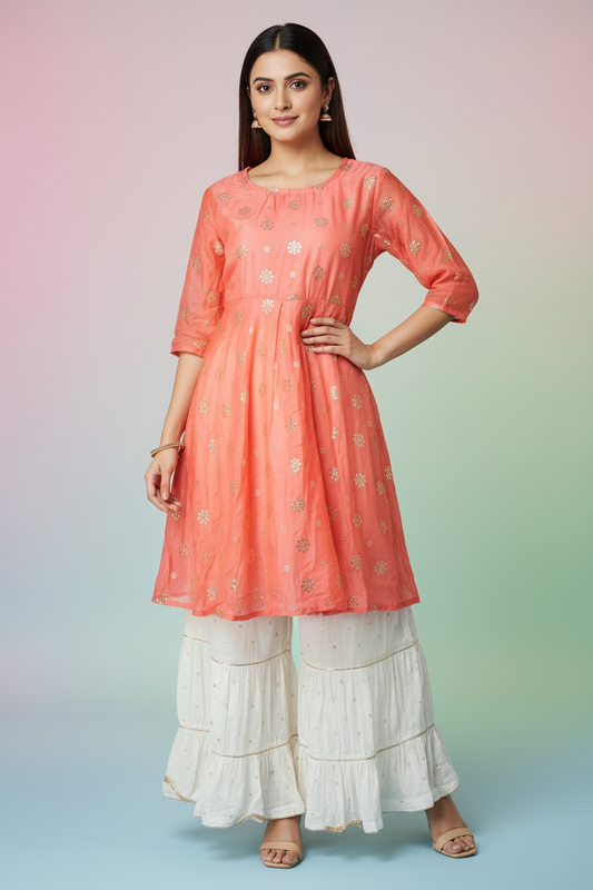 Kalaa Foil Work Co ord Set