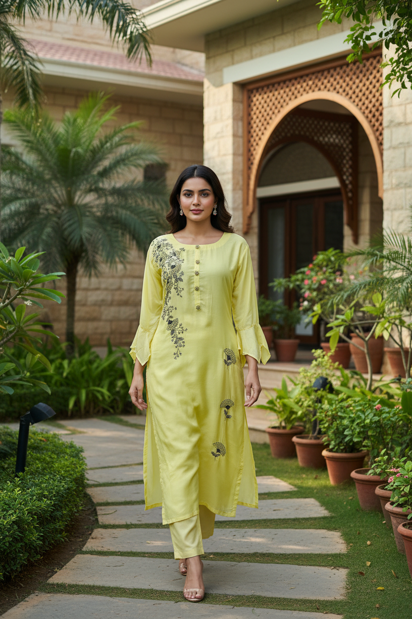 Floral Embroidered Kurta