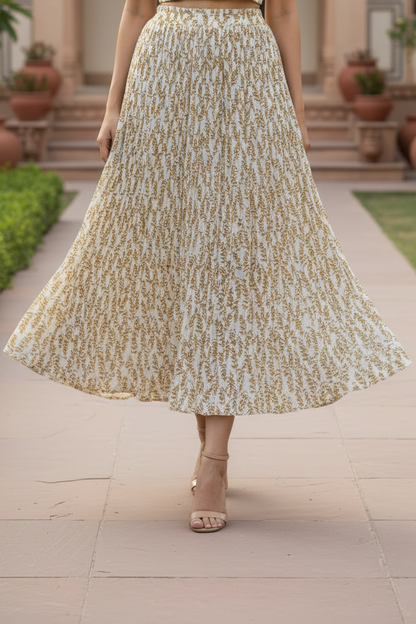 Printed Pleated Skirt