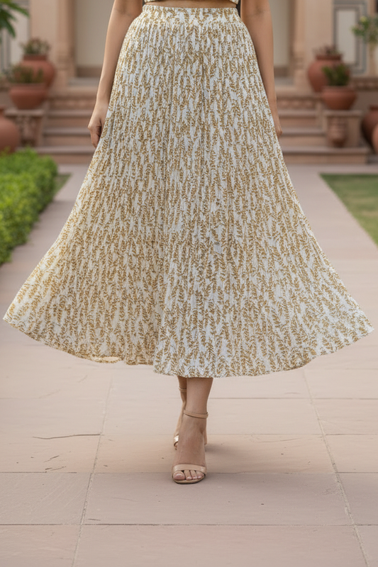 Printed Pleated Skirt