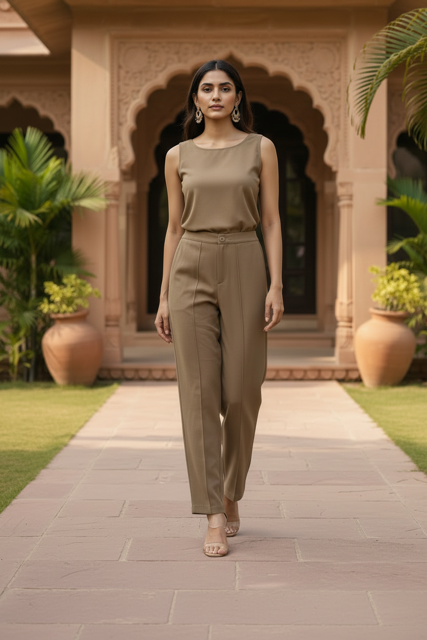 Tan Buttoned Pants