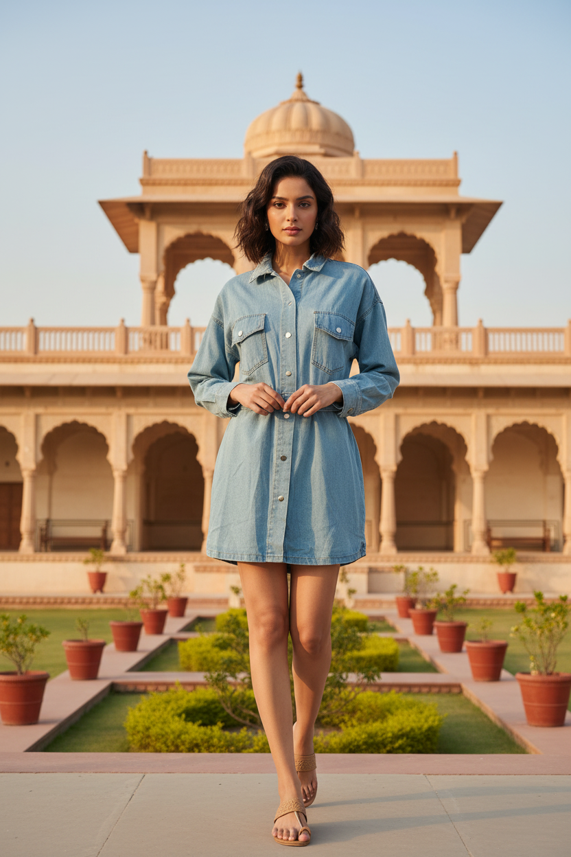 Belted Denim Shirt