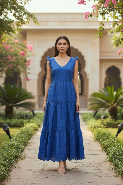 Rosy Schiffli Work Dress