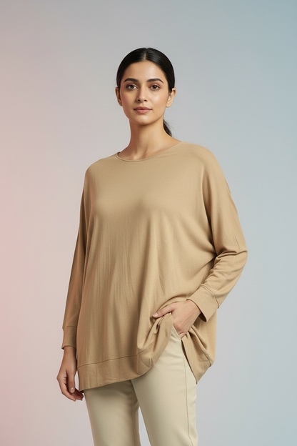 Beige Loose Fit Sweatshirt