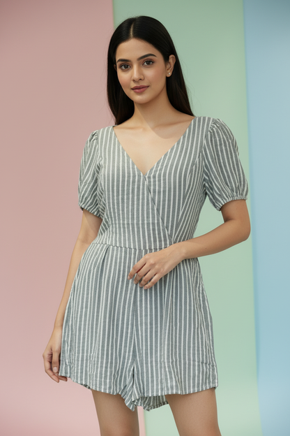 Striped Short Playsuit