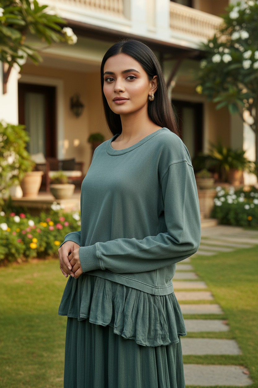 Olive Green Full Sleeves Top