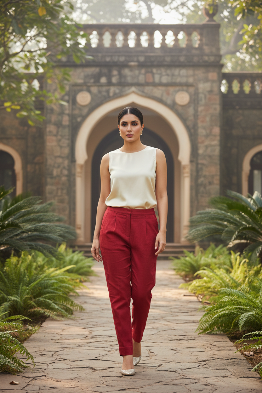 Red Straight Pants