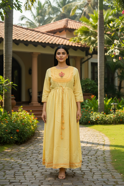 Yellow Thread Work Anarkali