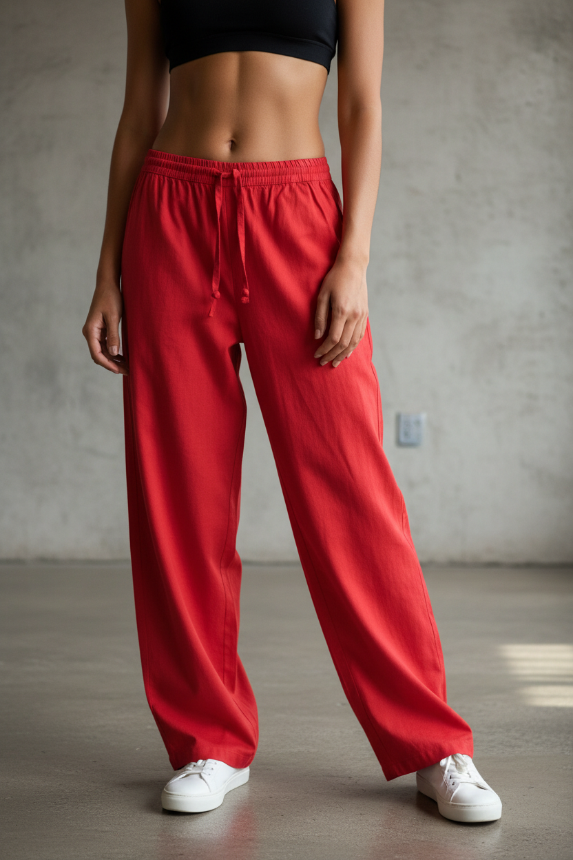 Red Cotton Pants