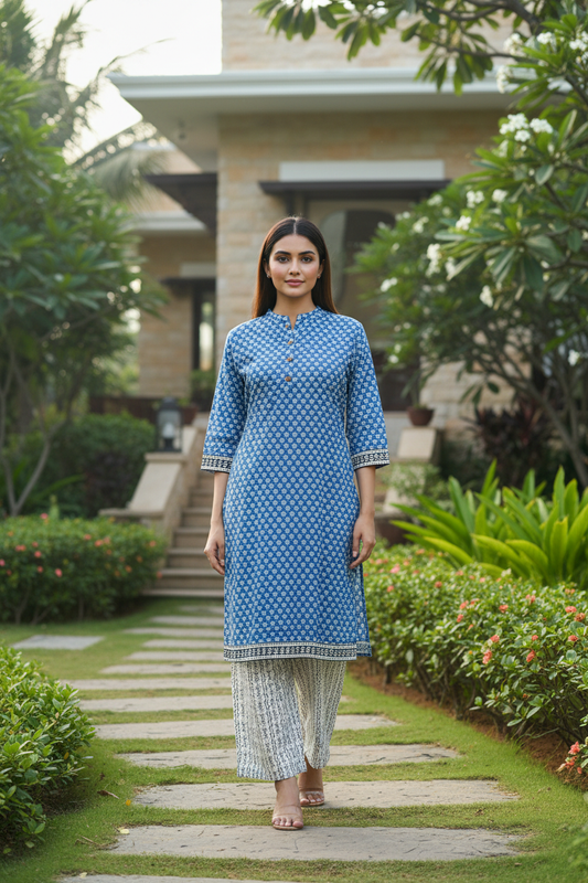 Uma Printed Plazo Set