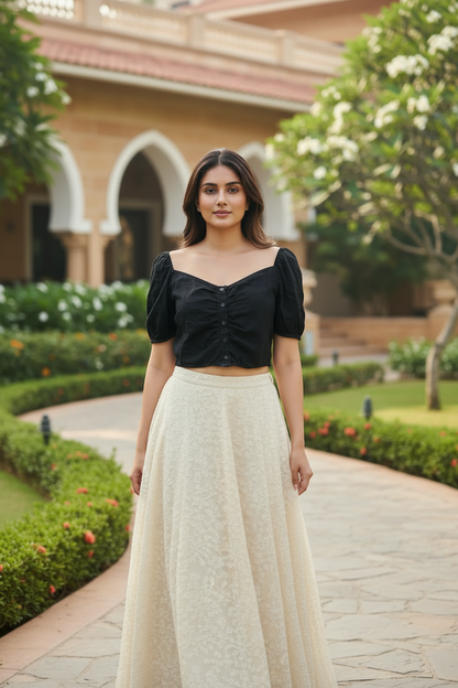 Black Front Buttoned Top