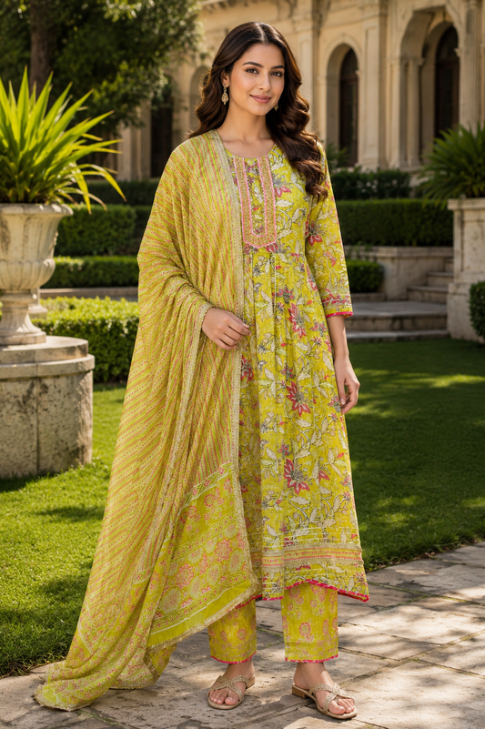 Sabha Floral Printed Anarkali Suit Set