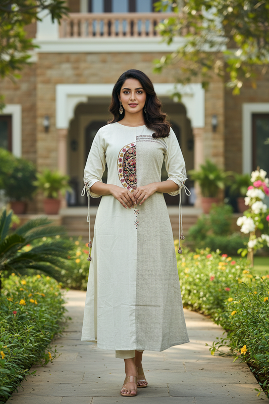 White Thread Work Anarkali