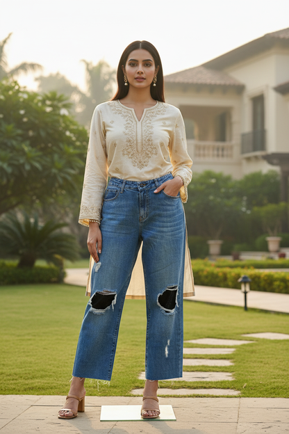 Black Detailing Denim Jeans