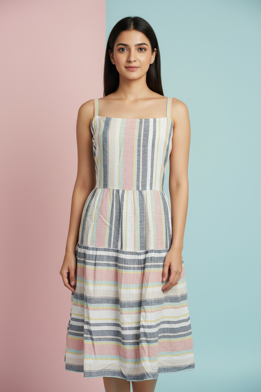White Striped Dress