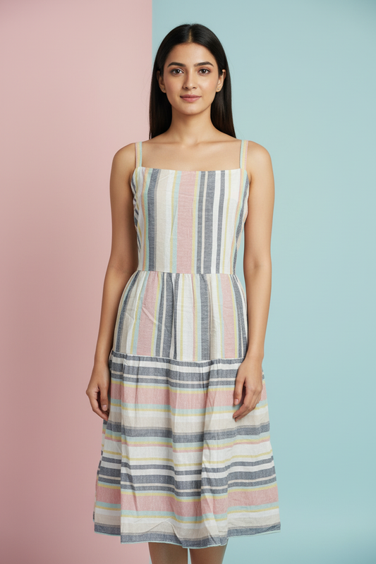White Striped Dress