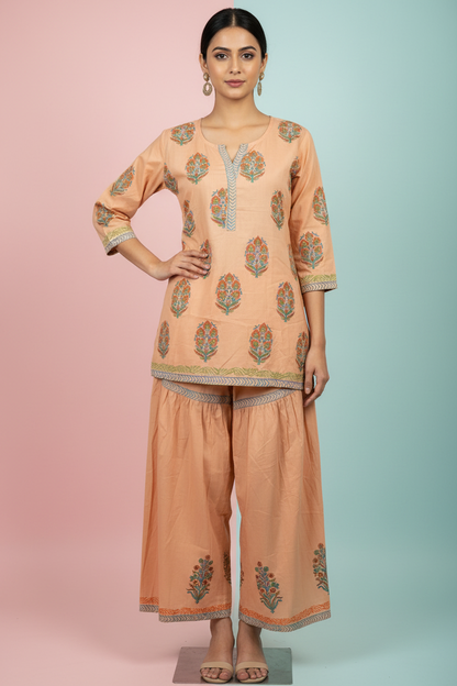 Peach Printed Co ord Set