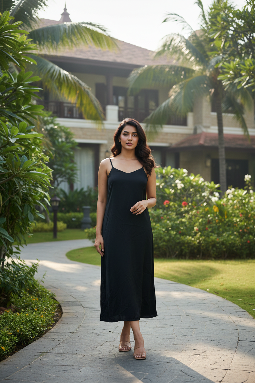 Long Black Slip Dress