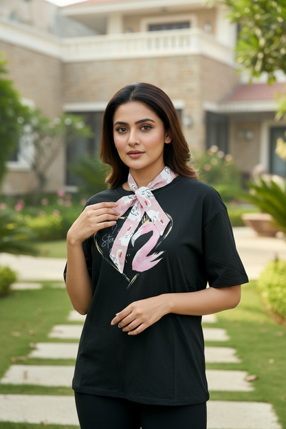 Printed Ribbon Detailing Tshirt