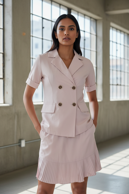 Baby Pink Collared Front Buttoned Dress