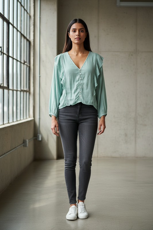 V Neck Full Sleeves Top