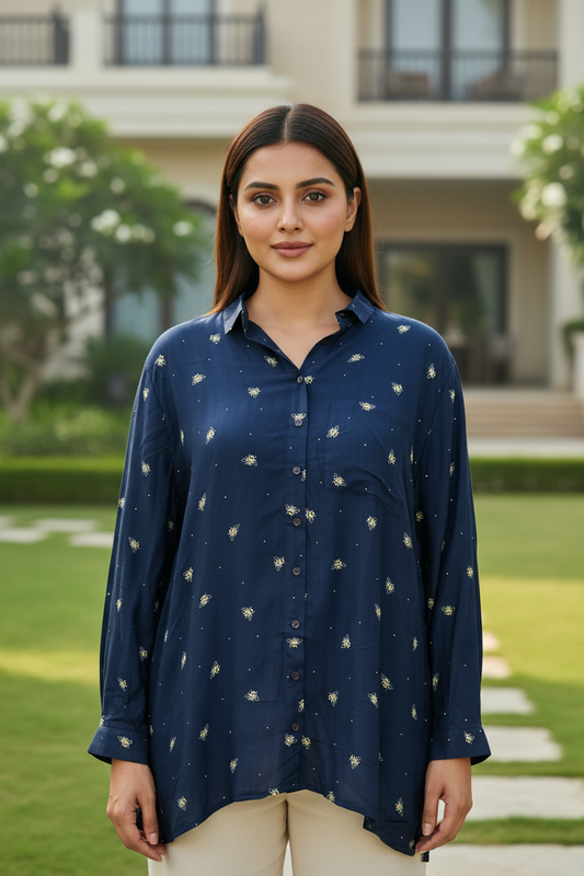 Royal Blue Printed Shirt