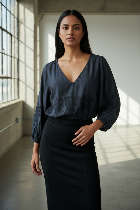 Schiffli Full Sleeves Top
