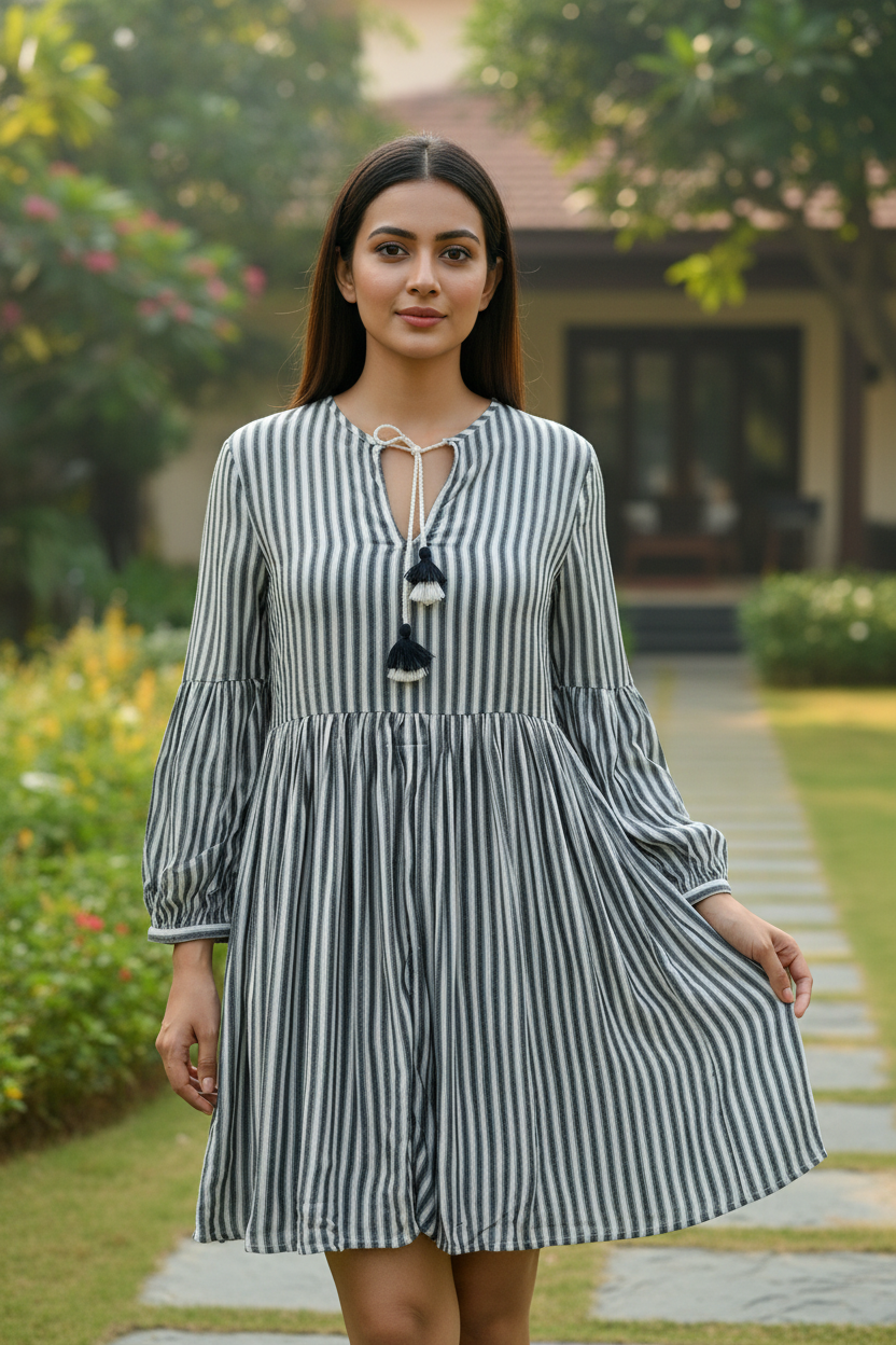 White Grey Short Kurti