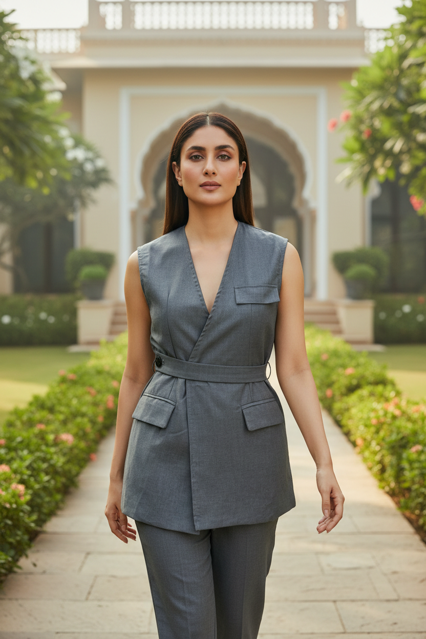 Grey Front Pocket Vest