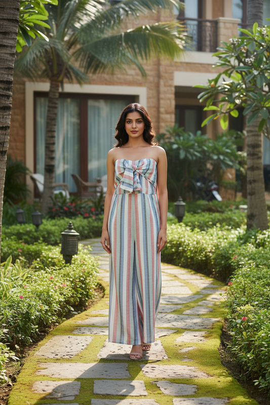 Pastel Stripe Bow Jumpsuit
