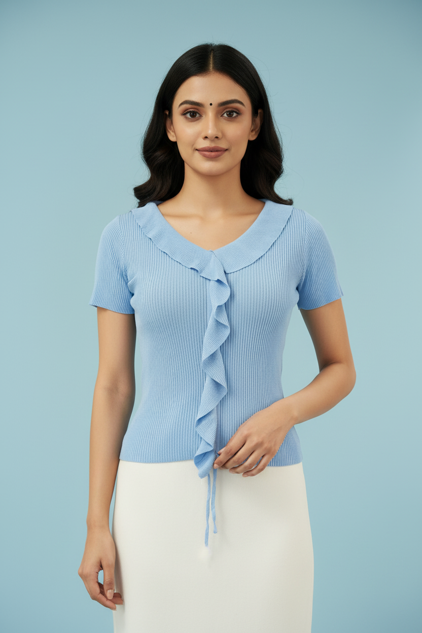 Blue Knitted Top