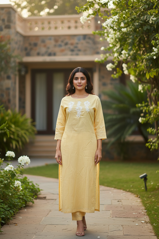 Yellow Straight Kurti